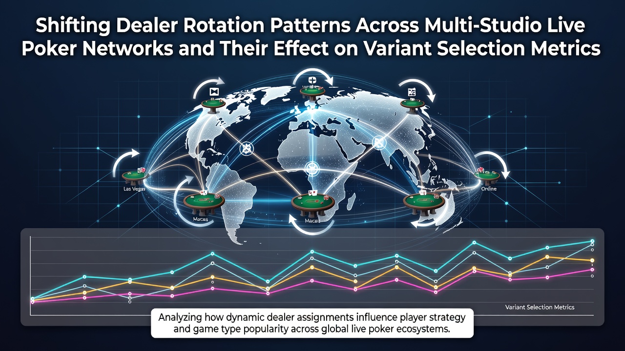 Multi-studio live poker network showing dealer rotations across different game variants and player interfaces
