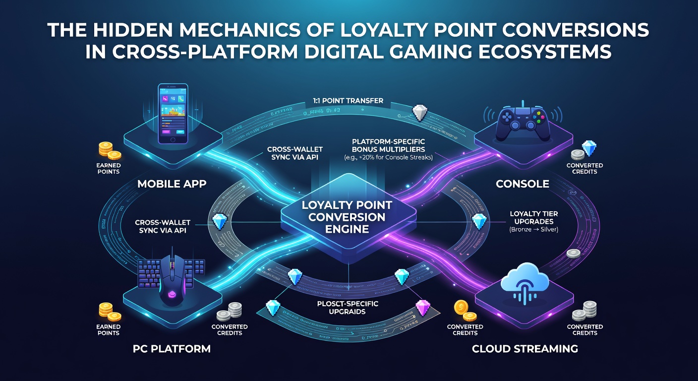Data center servers processing loyalty point transactions across multiple gaming platforms