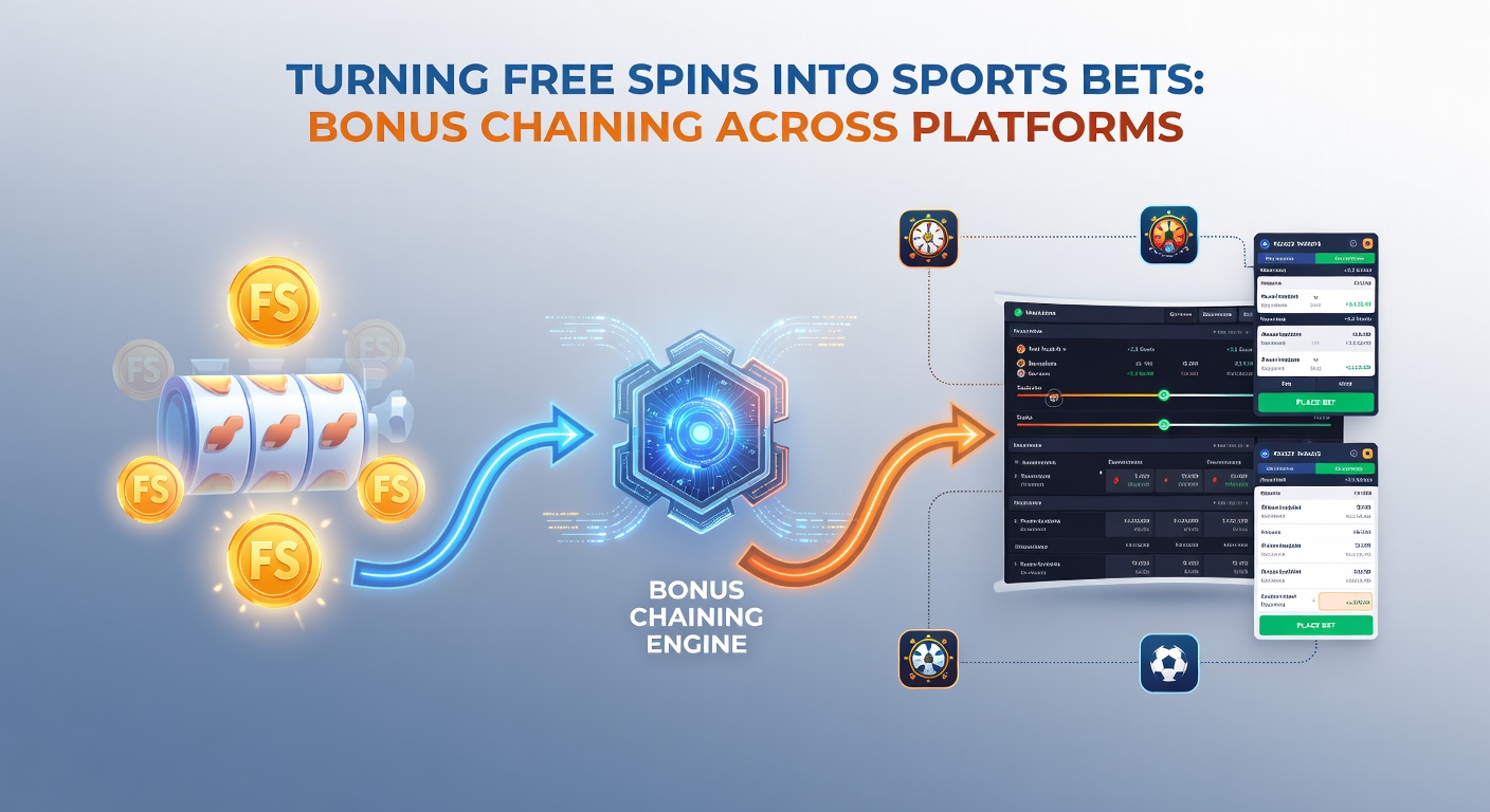 Diagram illustrating the step-by-step conversion of free spin winnings into sports betting stakes across linked platforms